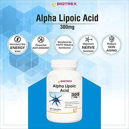 Biotrex Alpha Lipoic Acid - 300mg, Powerful antioxidant (60 Capsules), Pack of 2