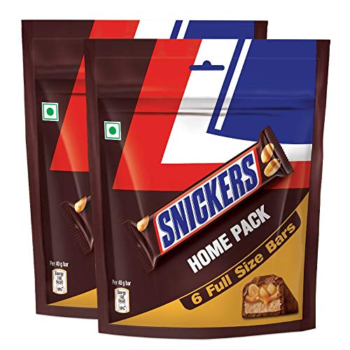 Snickers Home Pack Peanut Filled Chocolate Pouch, 2 X 240 g