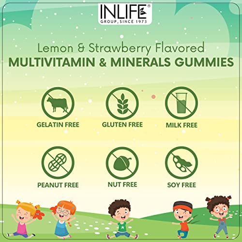 INLIFE Multivitamin Gummies, Daily Gummy Bear Essential Vitamins & Minerals for Healthy Growth - 30 Gummies (Lemon Strawberry)