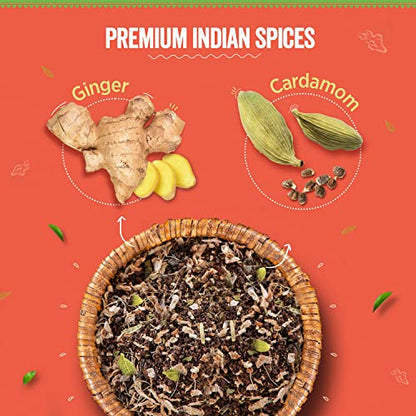 Chaayos Adrak Elaichi Tea (Ginger and Cardamom) - Premium Desi Chai Patti for Authentic Masala Flavour | Immunity Booster- 100g [50 Cups]