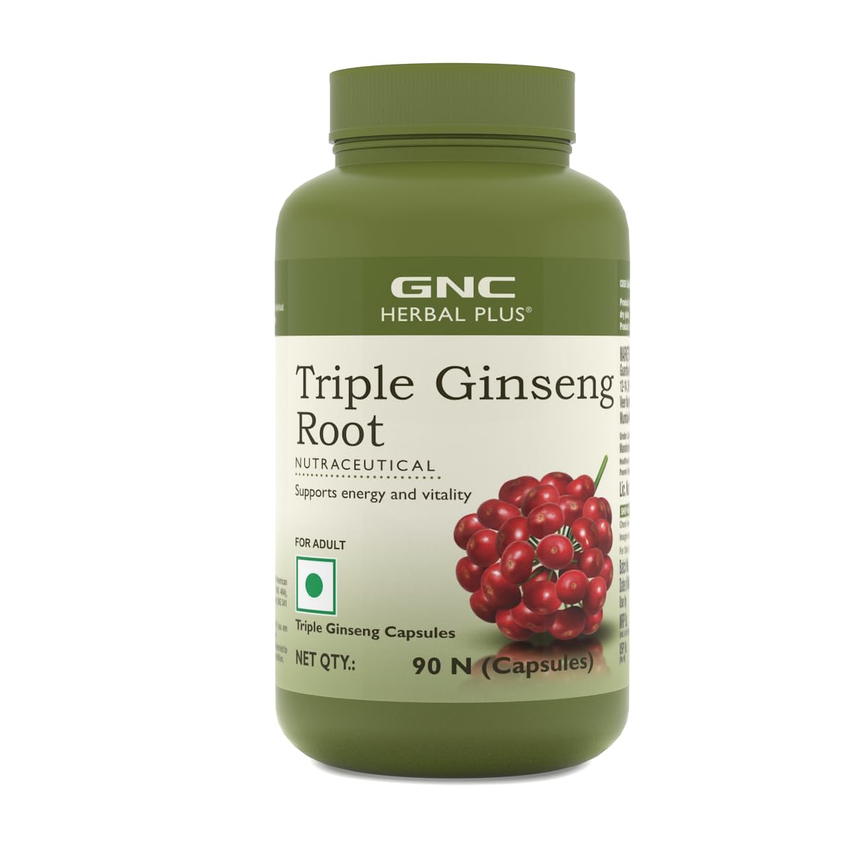 GNC Herbal Plus Triple Ginseng with Korean, American & Siberian Ginseng | 90 Capsules | Enhances Immoves Alertness & Concentration | Formulated in USA