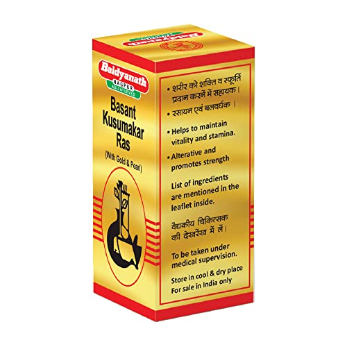 Baidyanath Basant Kusumakar Ras with Gold, Silver and Pearl Pack of 1-30 TAB