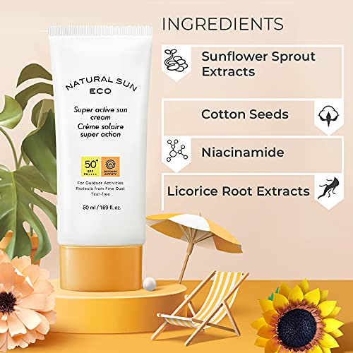 The Face Shop Natural Sun Eco Sunscreen with SPF 50+ PA +++ Protect From Dust Sunscreen for ProtectiA and UVB Rays, Blue Light & Digital Devices, 50ml