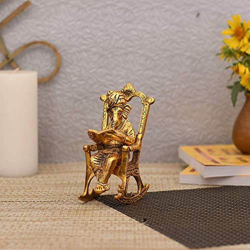 Collectible India Ganesh Idol Murti for Home Decor Lord Ganesha Reading Ramayana Statue God Ganesh Ganpati Sculpture Home Office Gifts Decor