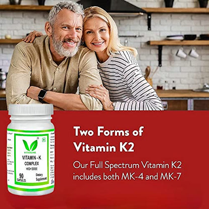 VITARUHE Vitamin K Complex, High Dose K1 + K2 Menaquinone High Strength & Vegan (MK4 +MK7), 90 Caps Bioavailability, Supplement Without Additives (2)