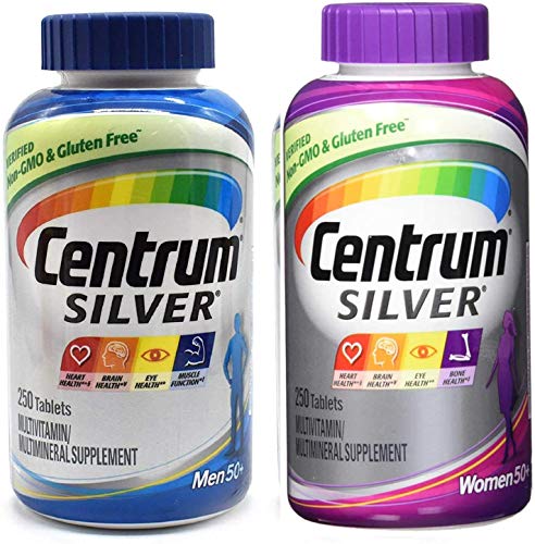 Centrum Silver Men and Women 50+ Bundle Multivitamin/Multimineral Supplement (250 Tablets) Pack of 2