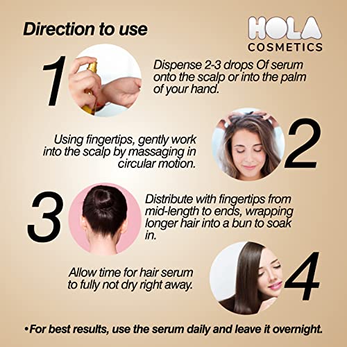 Hola Cosmetics Professional Hair Serum for Women & Men with Goodness of Vitamin E & F | All Hair TypIntensive Hair Growth Treatment| 100% Vegan| 120ml