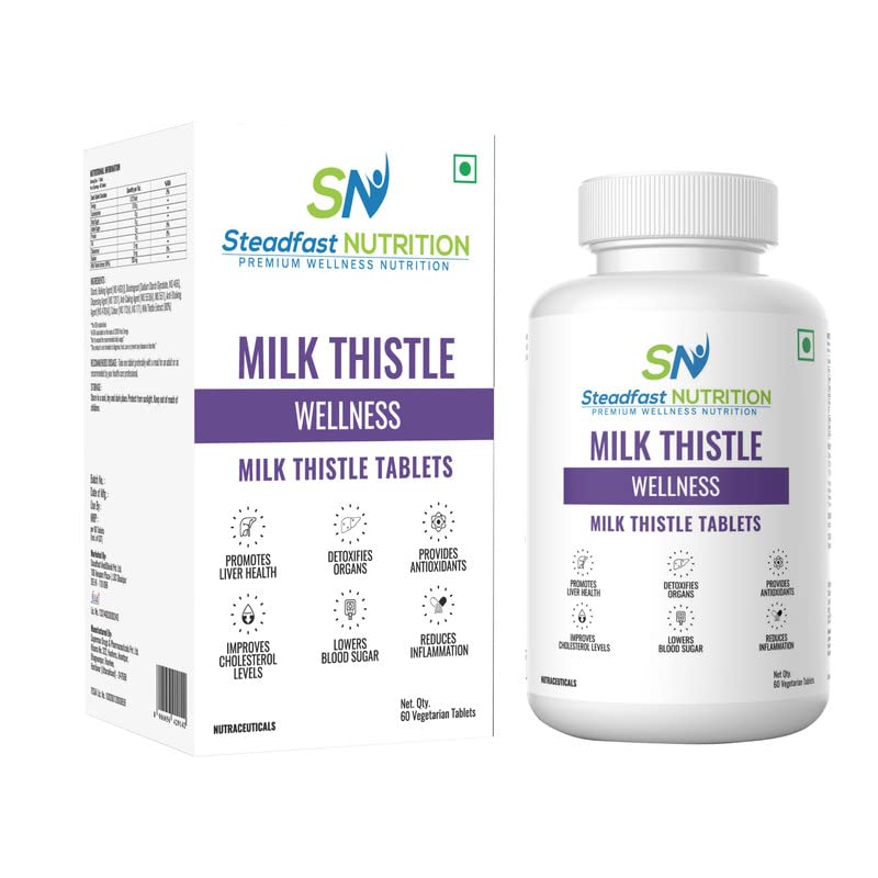 Steadfast Nutrition Milk Thistle Liver Detox Supplement Tablets | For Men & Women | 60 Veg Tablets| 250mg | Lab- Tested