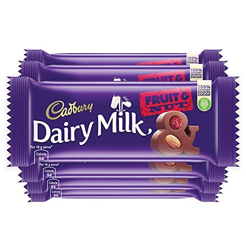 Cadbury Dairy Milk Fruit & Nut Chocolate Bar, Pack of 6 x 80g