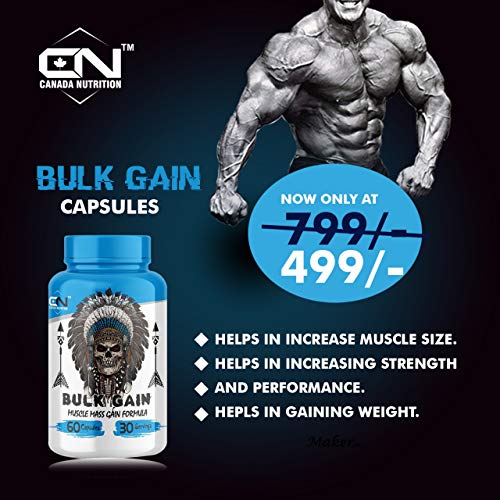 Canada Nutrition Bulk Gain Mass & Weight Gainer Capsule For Men & Women - 60 Capsules | 30 Servings