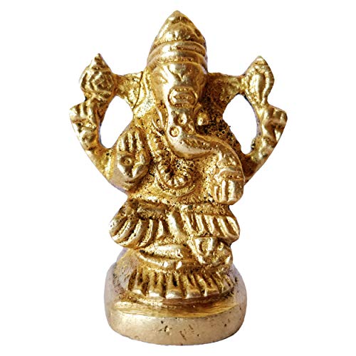 GURU JEE™ Brass Murti Ganesha Gajanana Statue Idol for Gift Pooja Mandir Temple Home Decor