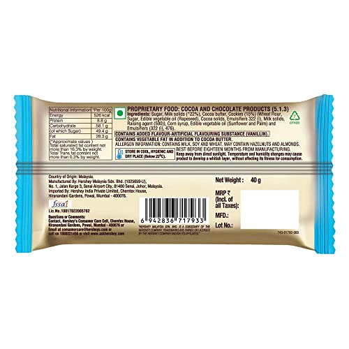 Hershey's Cookies n Creme Chocolate Bar, 40g (Pack Of 8)