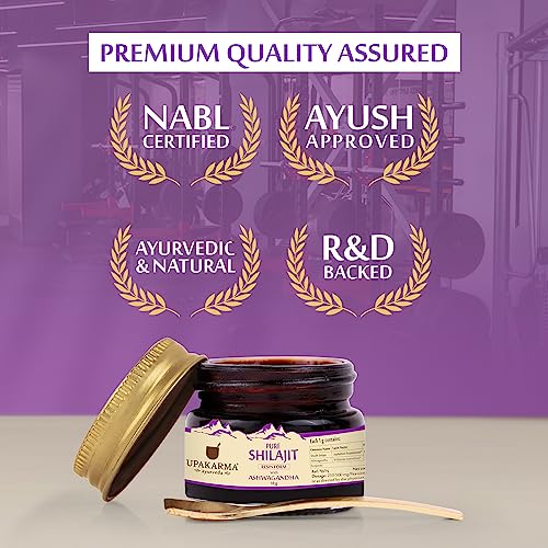 UPAKARMA Ayurveda 100% Ayurvedic, Original & Pure Shilajit/Shilajeet Resin Form with Ashwagandha - 10g