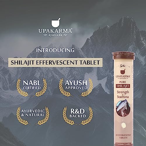 UPAKARMA Ayurveda Pure Shilajit Effervescent 20 Tablets Boost Performance Stamina & Strength, Pack of 1