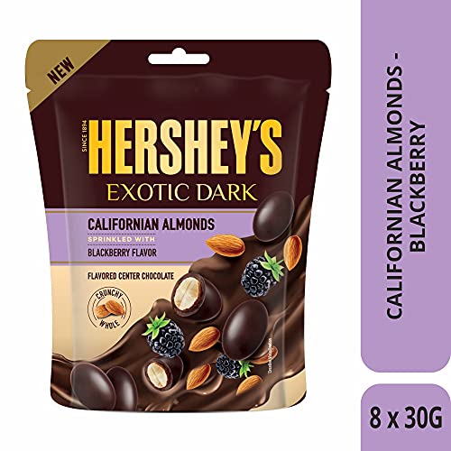 Hershey's Exotic Dark Chocolate - Californian Almond Sprinkled with BlackBerry Flavor 30g ( Pack of 8)