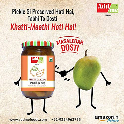 Addme Sweet Mango Pickles 600gm Mango murabba Preserve in Spices meetha achar Glass Jar