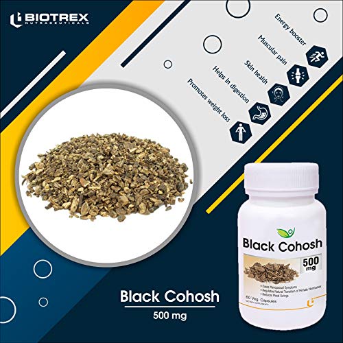 Biotrex Nutraceuticals Black Cohosh 500mg - 60 Veg Capsule, Pack of 2