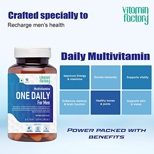 The Vitamin Factory Multivitamin For Men | Multimineral, Ginseng, Grape Seed Extract| Enhances Energy, Stamina, Boost Immunity- 60 Vegetable Tablet