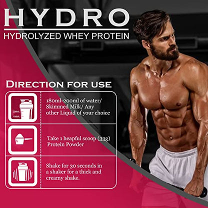 Nakpro HYDRO Whey Protein Hydrolyzed | 25.4g Protein, 5.8g BCAA | 1Kg Mango Flavour (30 Servings)