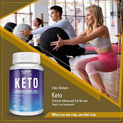 Vokin Biotech Keto 60 Capsules for weight loss (Blue) & Free Exclusive Keto Slim Water Soluble 20 Tablets