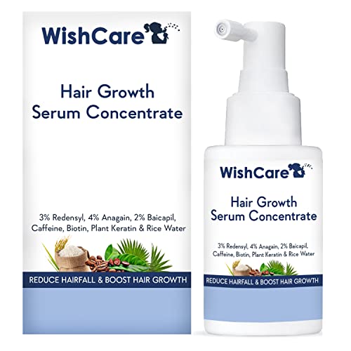 WishCare Hair Growth Serum Concentrate - 3% Redensyl, 4% Anagain, 2% Baicapil, Caffeine, Biotin, Plan & Rice Water - Hair Growth Serum for Men & Women