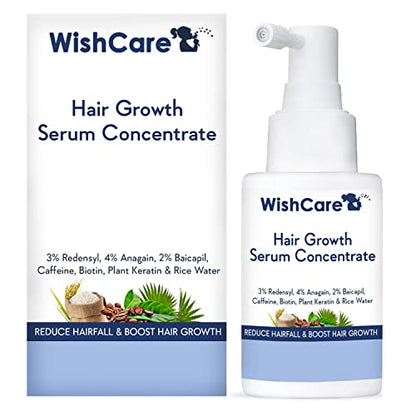 WishCare Hair Growth Serum Concentrate - 3% Redensyl, 4% Anagain, 2% Baicapil, Caffeine, Biotin, Plan & Rice Water - Hair Growth Serum for Men & Women