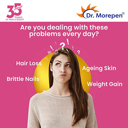 DR. MOREPEN Biotin+ for Hair Growth, Glowing Skin & Healthy Nails & Marine Collagen Skin Protein Powid, Vitamin C, Sesabania & Biotin For Healthy Skin