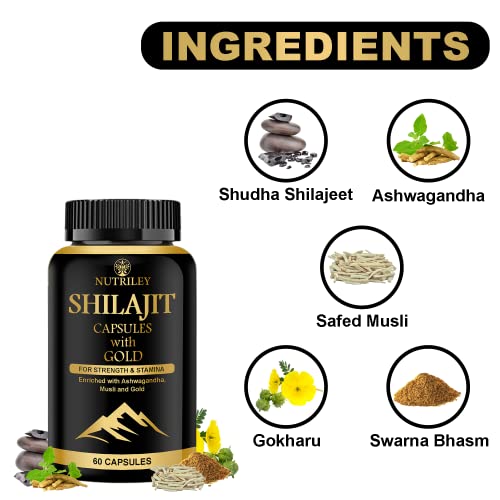 Nutriley Shilajit Gold Capsules For Men, Himalayan Shilajit, Shilajit Resin, Shilajeet tablets 50 Capsules (Pack of 1)