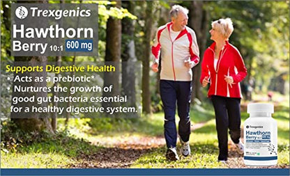 Trexgenics Hawthorn Berry 600 mg Cardiovascular, Cholesterol, triglycerides, Blood Pressure Support Vegan & Non-Gmo (60 Veg. Capsules)