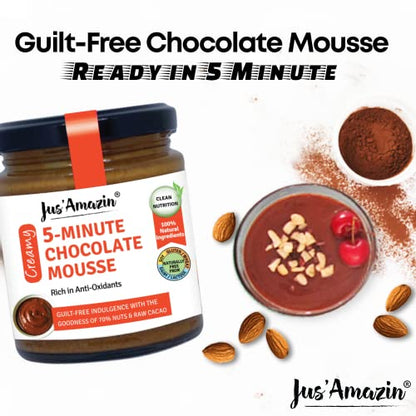 Jus' Amazin 5-Minute Chocolate Mousse (200g) | Only 5 Ingredients, 100% Natural | Zero Additives | Vegan & Dairy Free