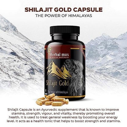 Herbal max Shilajit Gold Capsule |Pure Himalayan Shilajit Extract 800 mg 30 capsules (Pack of 3)