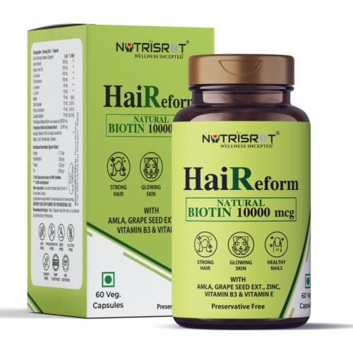 NUTRISROT? HaiReform Hair Growth & Hair Fall Control Supplement with 16 Vital Hair Vitamins & Mineran & Hair Support | 60 Veg capsules for Men & Women