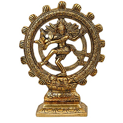 Premium Gold Plated Lord Shiva Dancing Natraj Statue Showpiece Handcrafted for Home and Puja Decor (8 Inch, Gold)