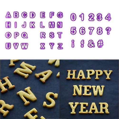 Grizzly® Alphabet Letter Number Fondant Cake Biscuit Baking Mould DIY Fondant Cake Embosser Cookie Cutters, Set of 40, Purple
