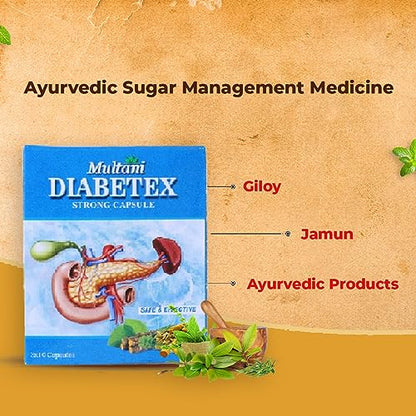 Multani Diabetex Strong Capsule | Carbohydrate Metabolism | Made Up From Jamun, Giloy, Amla & Other yurvedic Sugar Management Medicine | 1000 Capsules