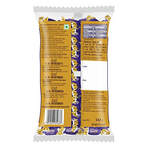 Cadbury Choclairs Chocolate Gold , 342 Grams Pack (60 Candies)