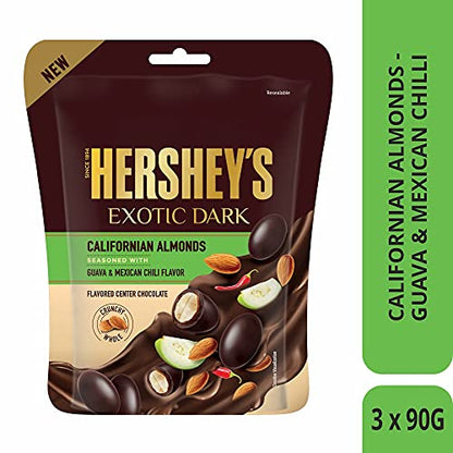 Hershey's Exotic Dark Chocolate- Californian Almond Seasoned with Guava-Mexican Chili Flavor 90g ( Pack of 3)