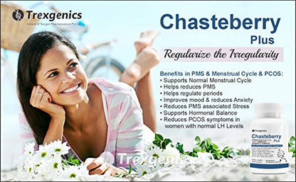 Trexgenics CHASTEBERRY PLUS Women's health formula with Chasteberry, Ashwagandha & Shatavari (60 Vcaps)