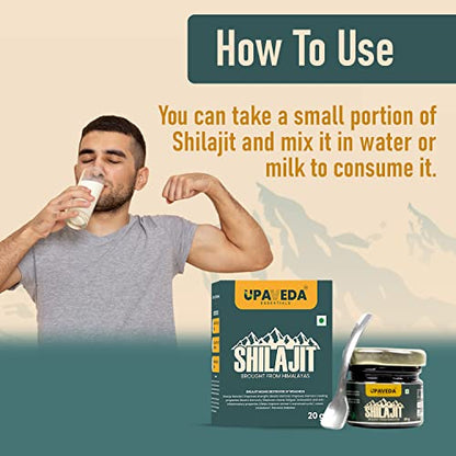 Upaveda Shilajit 20g | For Strength Support, Stamina Support