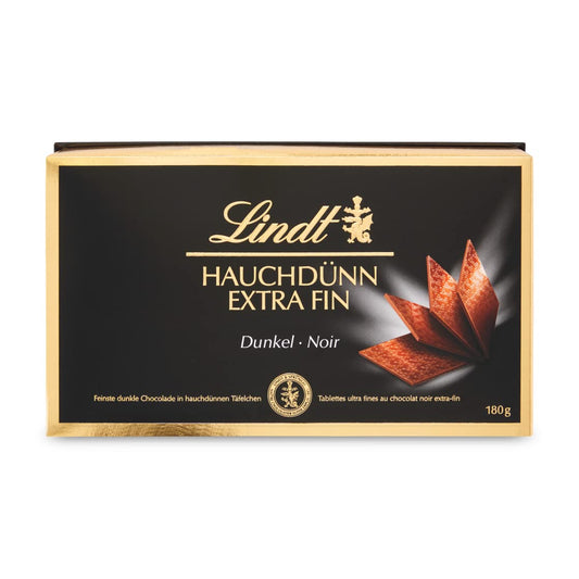 Lindt Extra Fine Swiss Thins Dark Chocolate Box - 180g