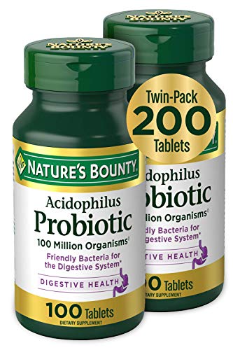 Nature's Bounty Probiotic Acidophilus, 100 Tablets, Pack of 2 (Packaging May Vary)