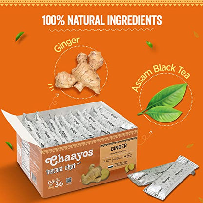 Chaayos Instant Tea Premix - Ginger Tea (14g * 36 Sachets)