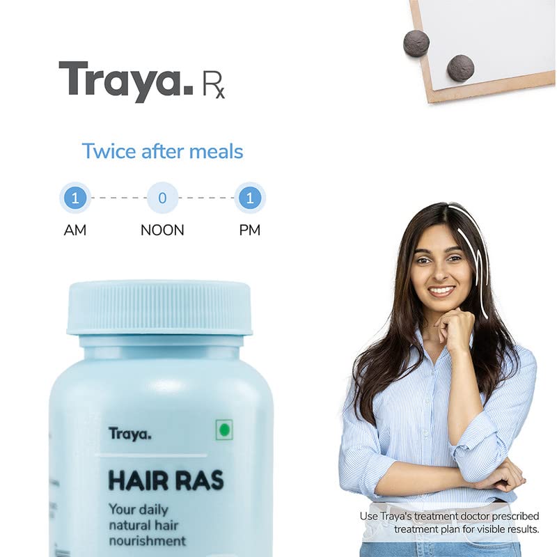 Traya Hair Ras Tablets for Women & Men, Ayurvedic Hair Vitamin Tablets Contains Ashwagandha, Bhringraj, Shatavari (120 Tablets)