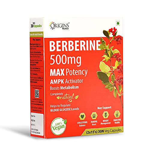 Origins Nutra Berberine |Boost Metabolism & Energy Levels, Help Manage Blood Sugar |Berberine |GMP Certified | For Men & Women | 28 Veg Capsules