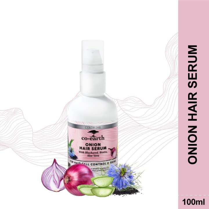 Colorbar Co-Earth Onion Hair Serum I Goodness of Red Onion & Black seed extracts I Light weight, non-greasy I Reduce breakage and promotes growth