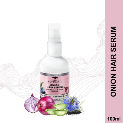 Colorbar Co-Earth Onion Hair Serum I Goodness of Red Onion & Black seed extracts I Light weight, non-greasy I Reduce breakage and promotes growth