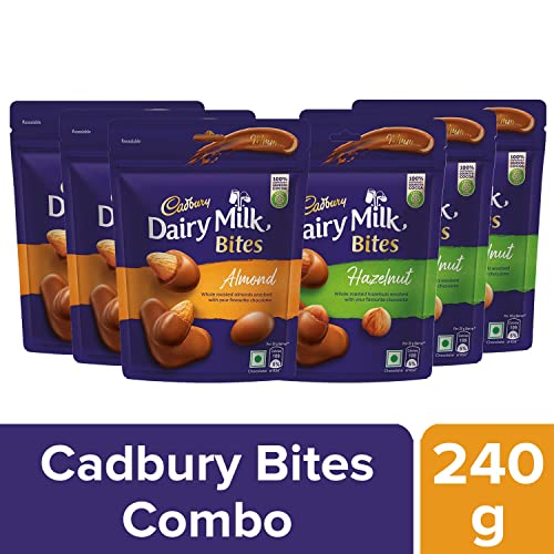 Cadbury Dairy Milk Bites- Almonds & Hazelnut (6 pack of 40g each)