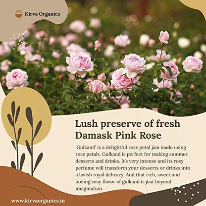 Kirva Organics Natural Gulkand | Damask Rose Petals & Rock Sugar - Kesar Elaichi - 500gm (500gm x 1)