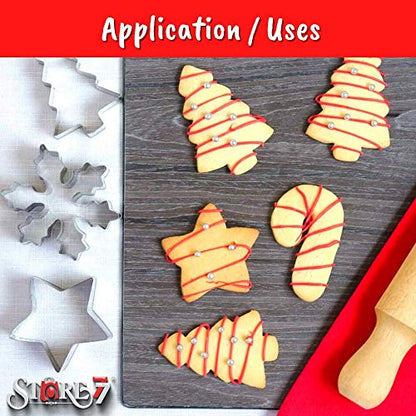 Stainless Steel Non-Stick Cookie Christmas Tree, Snowflake, Star, Heart, Classic Socks, Moon, House, Bell, Boot Cutters (5.5 x 5 x 1.6 cm) -10 Pcs