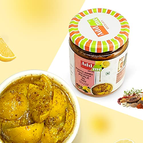 Add me Home Made Receipe khatta nimbu Garam Masala Pickle Lemon Pickle Without Oil 500gm Glass Pack